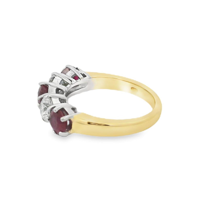 5 Stone Ruby & Diamond 18ct Ring