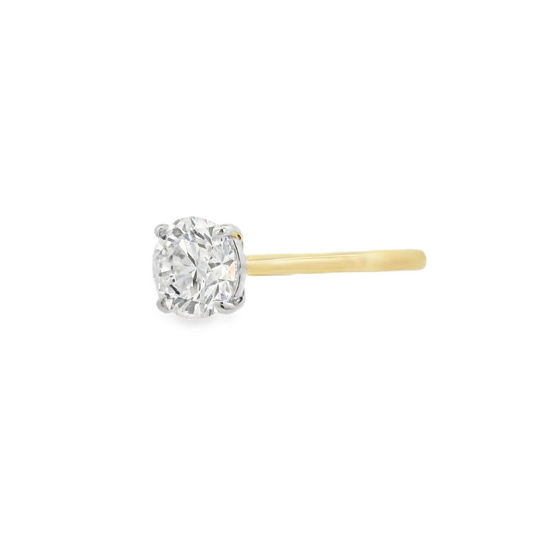Round Brilliant Cut Single Stone 1.56ct Lab Grown Diamond, 18ct Yellow Gold Ring
