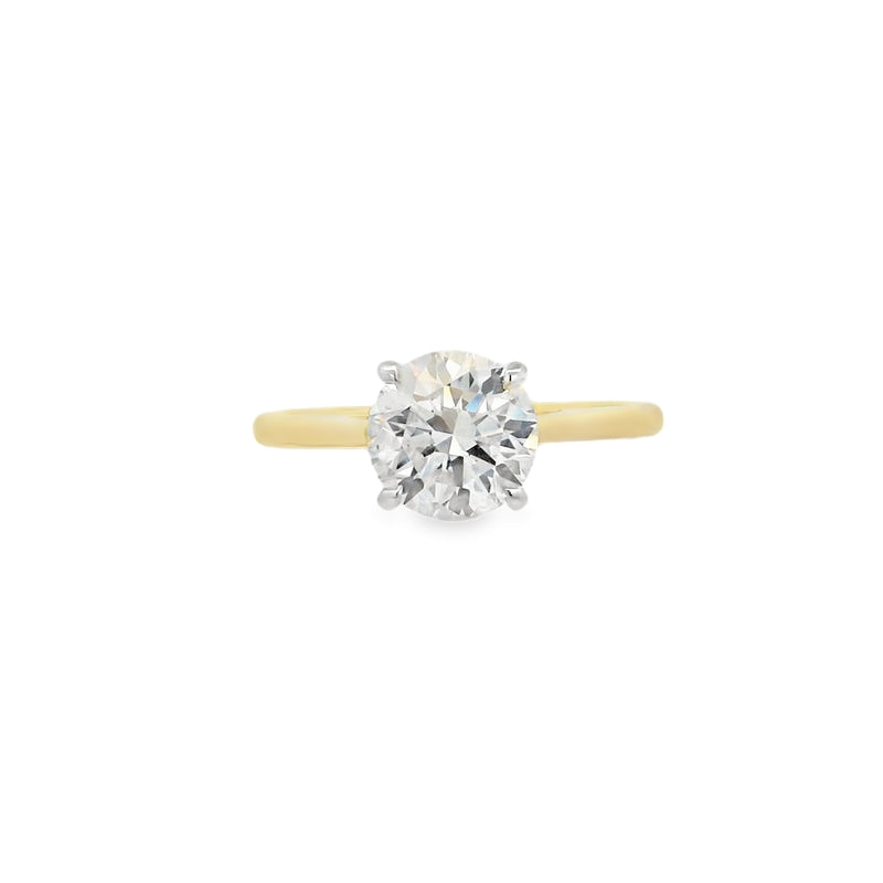 Round Brilliant Cut Single Stone 1.56ct Lab Grown Diamond, 18ct Yellow Gold Ring