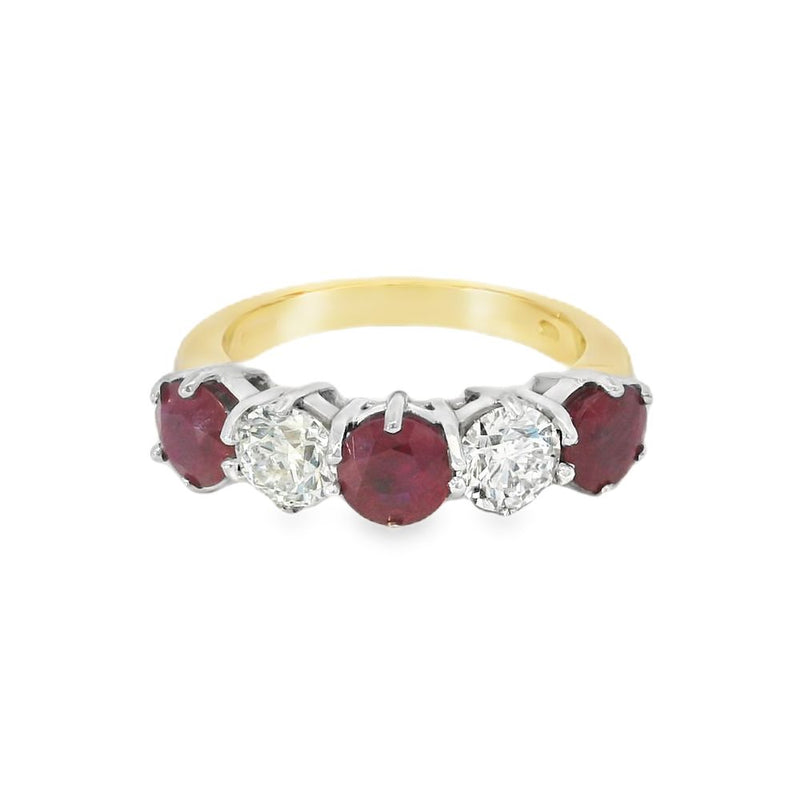 5 Stone Ruby & Diamond 18ct Ring