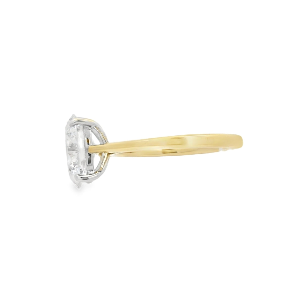 Oval Cut Single Stone 2.36ct Lab Grown Diamond, 18ct Yellow Gold and Platinum
