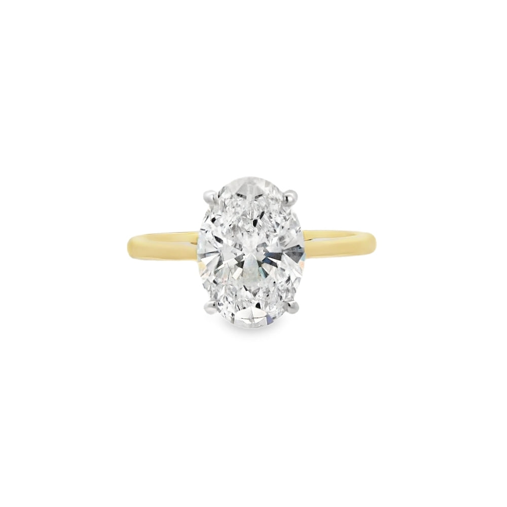 Oval Cut Single Stone 2.36ct Lab Grown Diamond, 18ct Yellow Gold and Platinum