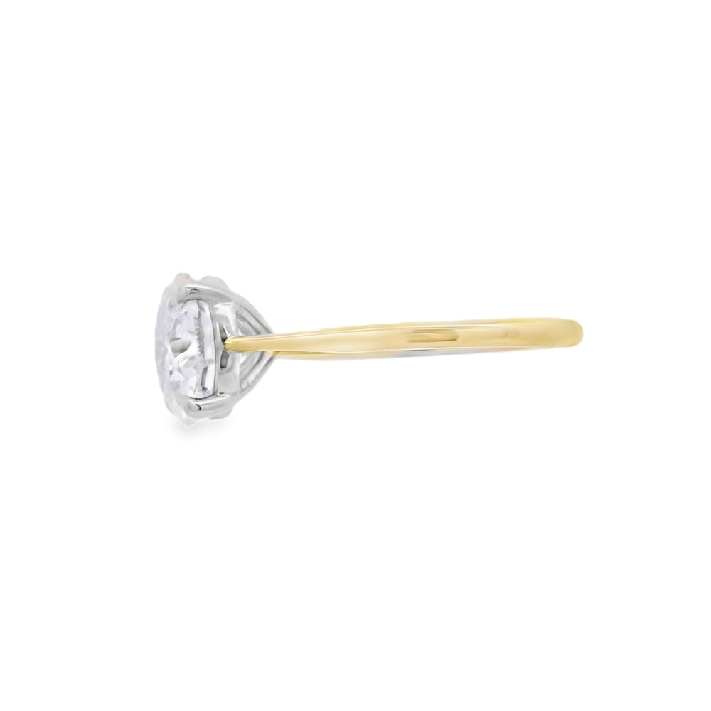Round Brilliant Cut Single Stone 3.00ct Lab Grown Diamond, 18ct Yellow Gold Ring