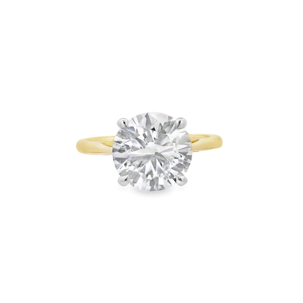 Round Brilliant Cut Single Stone 3.00ct Lab Grown Diamond, 18ct Yellow Gold Ring