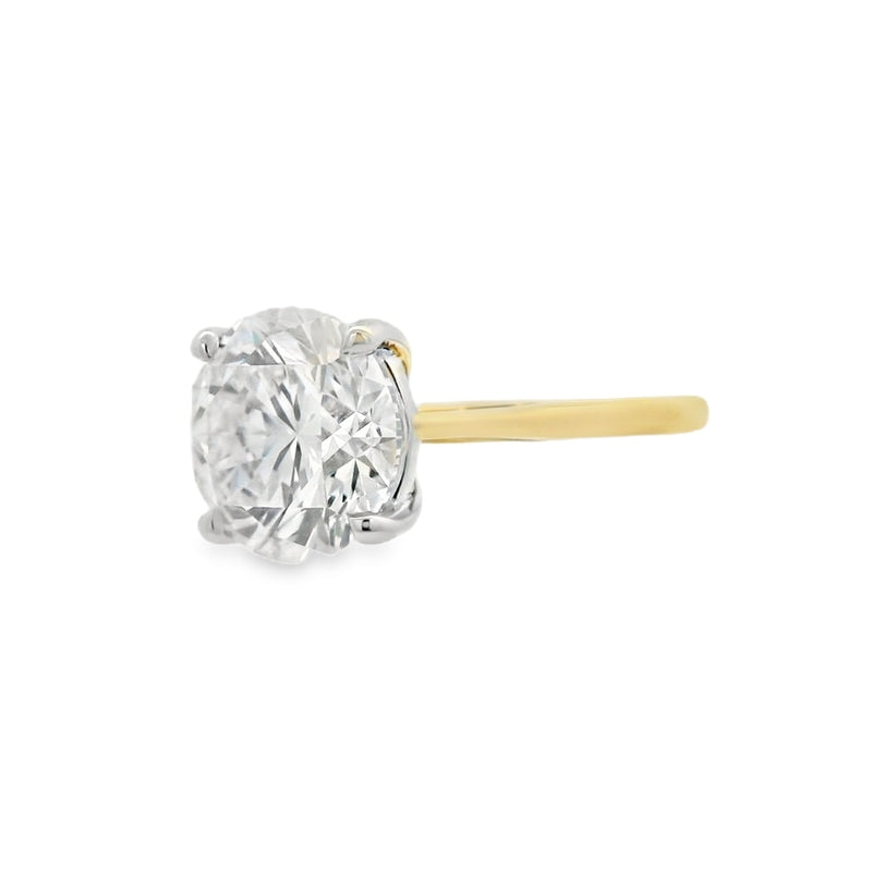 Round Brilliant Cut Single Stone 4.09ct Lab Grown Diamond, 18ct Yellow Gold Ring