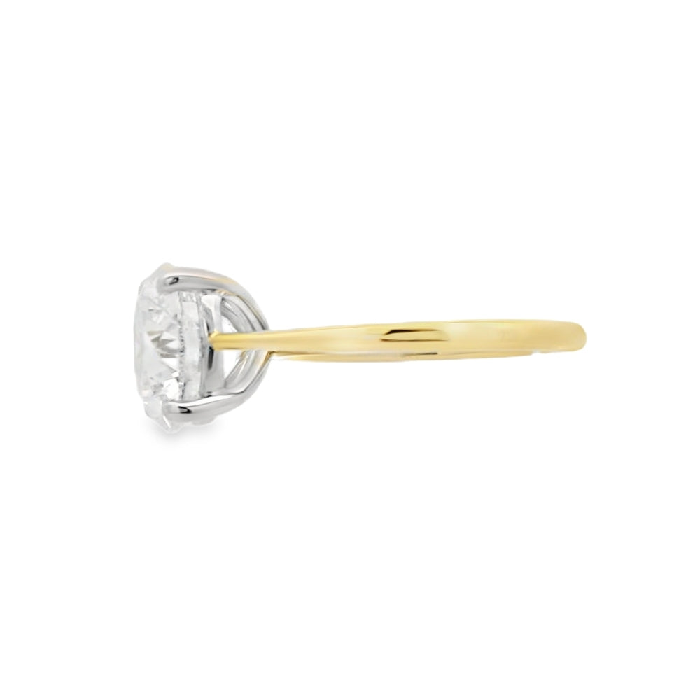 Round Brilliant Cut Single Stone 4.09ct Lab Grown Diamond, 18ct Yellow Gold Ring