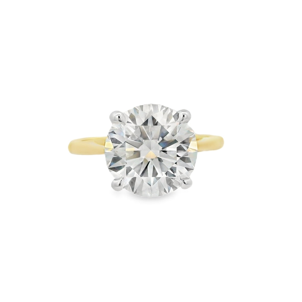 Round Brilliant Cut Single Stone 4.09ct Lab Grown Diamond, 18ct Yellow Gold Ring