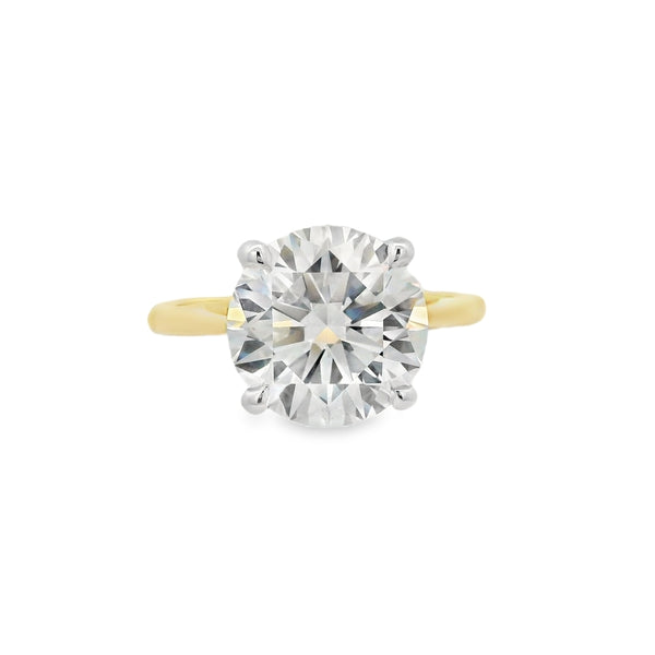 Round Brilliant Cut Single Stone 4.09ct Lab Grown Diamond, 18ct Yellow Gold Ring