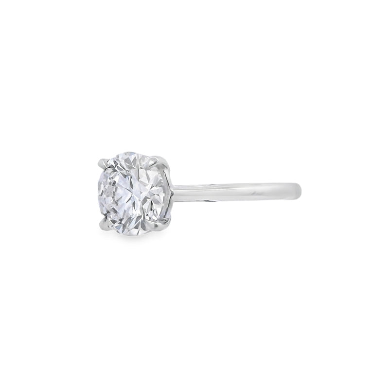 Round Brilliant Cut Single Stone 2.01ct Lab Grown Diamond, Platinum Ring