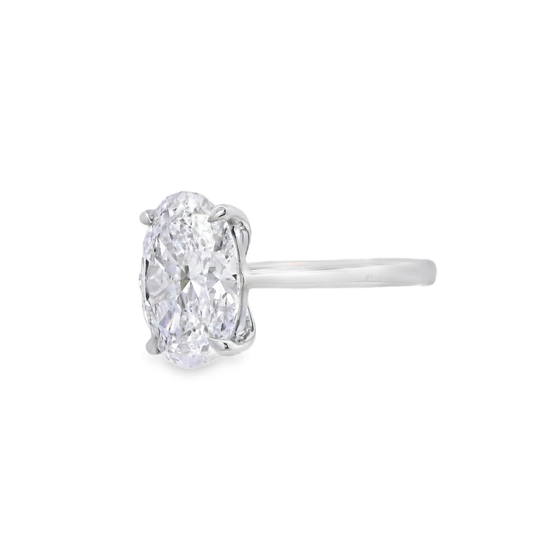 Oval Cut Single Stone 3.32ct Lab Grown Diamond, Platinum