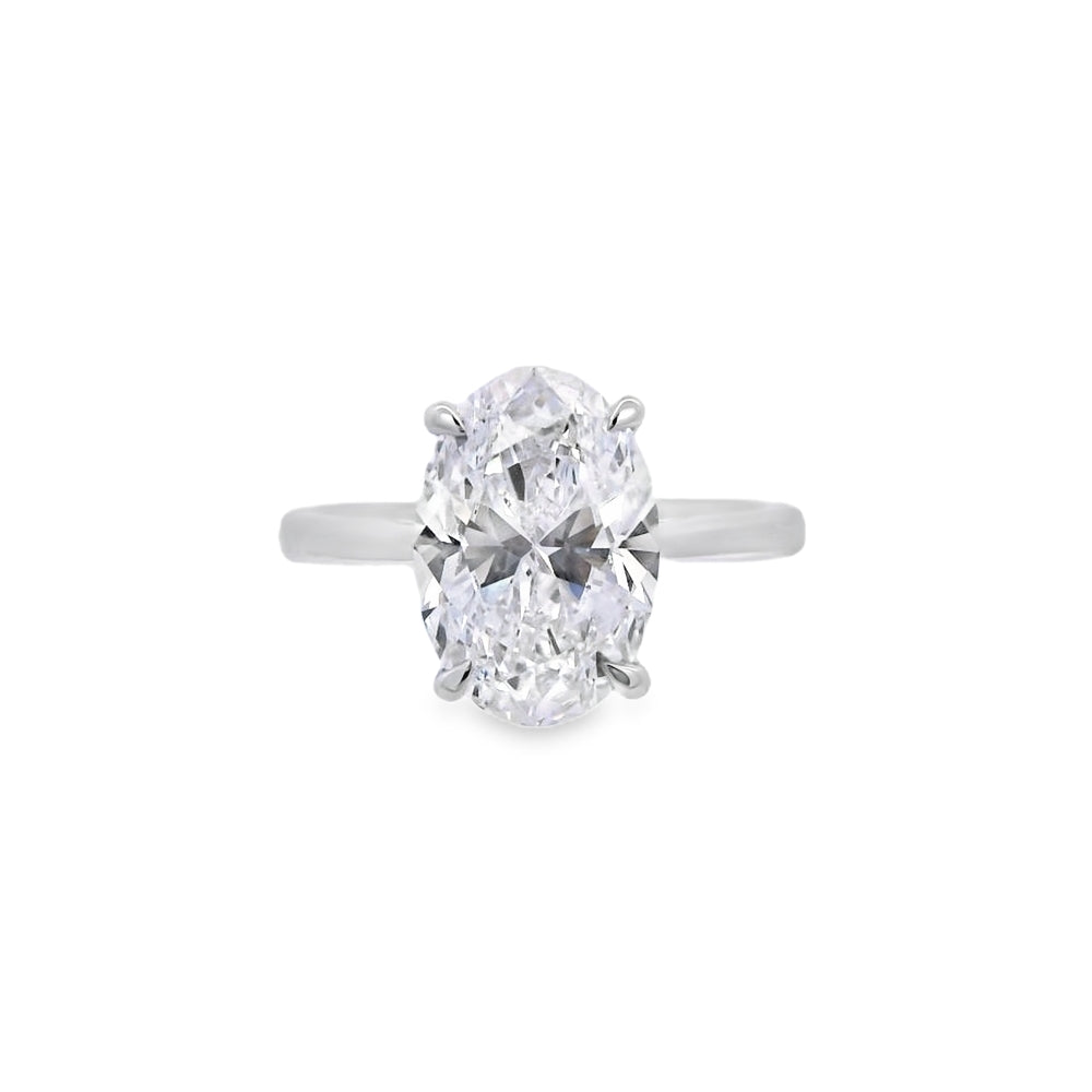 Oval Cut Single Stone 3.32ct Lab Grown Diamond, Platinum