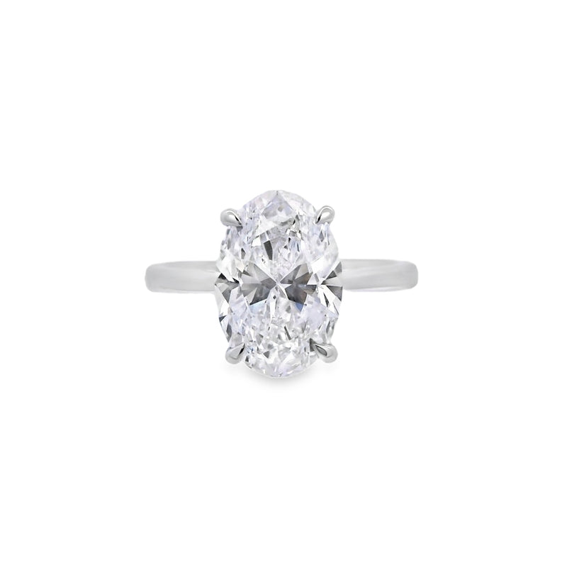 Oval Cut Single Stone 3.32ct Lab Grown Diamond, Platinum