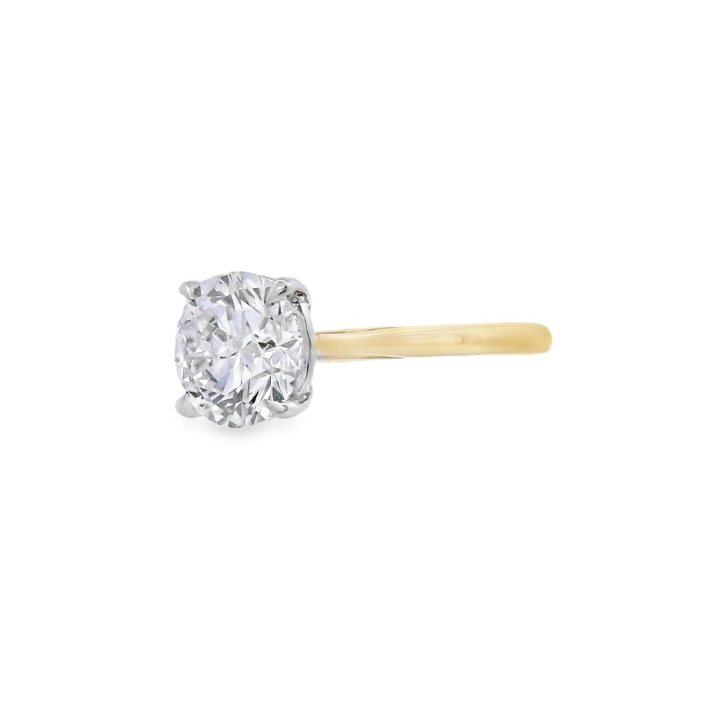 Round Brilliant Cut Single Stone 2.01ct Lab Grown Diamond, 18ct Yellow Gold Ring
