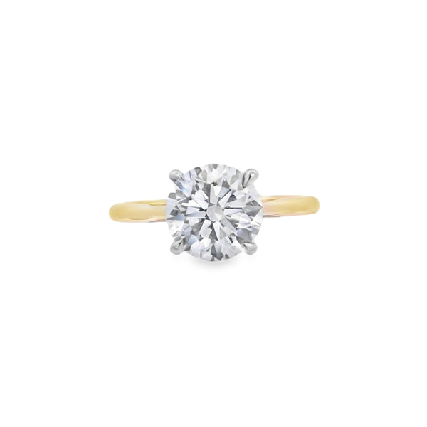 Round Brilliant Cut Single Stone 2.01ct Lab Grown Diamond, 18ct Yellow Gold Ring