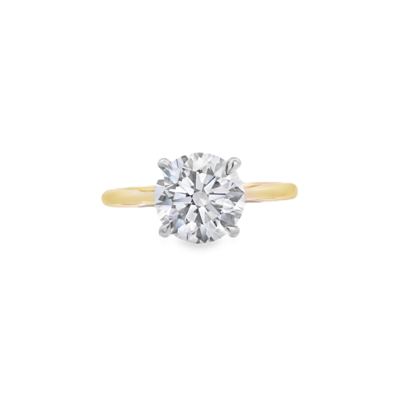 Round Brilliant Cut Single Stone 2.01ct Lab Grown Diamond, 18ct Yellow Gold Ring