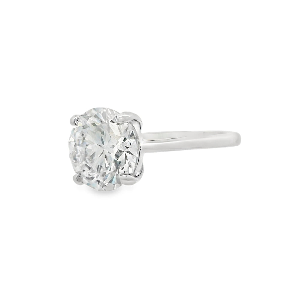 Round Brilliant Cut Single Stone 4.01ct Lab Grown Diamond, Platinum Ring