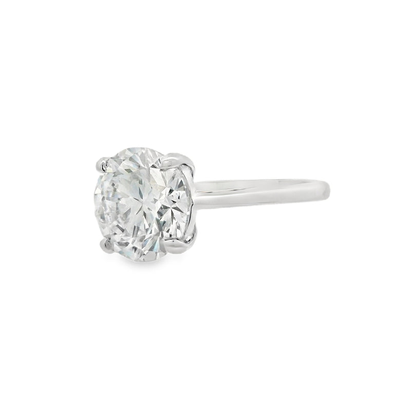 Round Brilliant Cut Single Stone 4.01ct Lab Grown Diamond, Platinum Ring