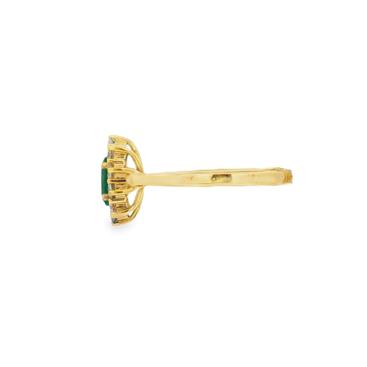 Emerald & Diamond 0.50ct Cluster 18ct Yellow Gold Ring