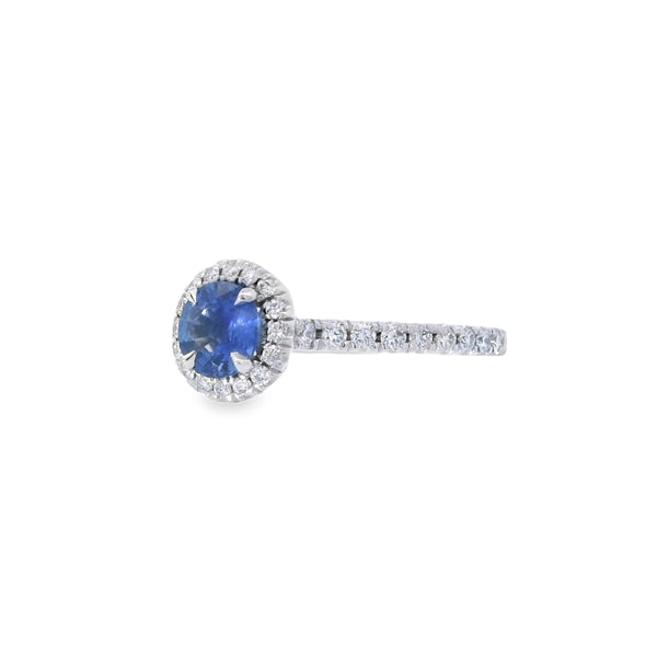 Sapphire & Diamond 0.70ct Cluster Platinum Ring