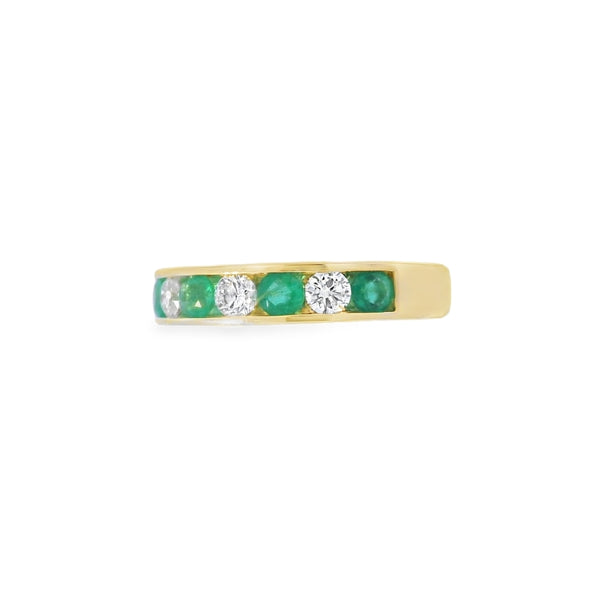 Emerald & Diamond 18ct Yellow Gold Eternity Ring