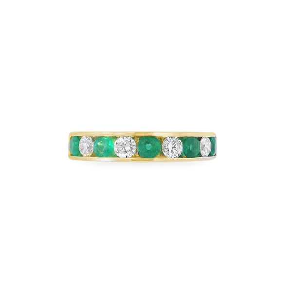 Emerald & Diamond 18ct Yellow Gold Eternity Ring