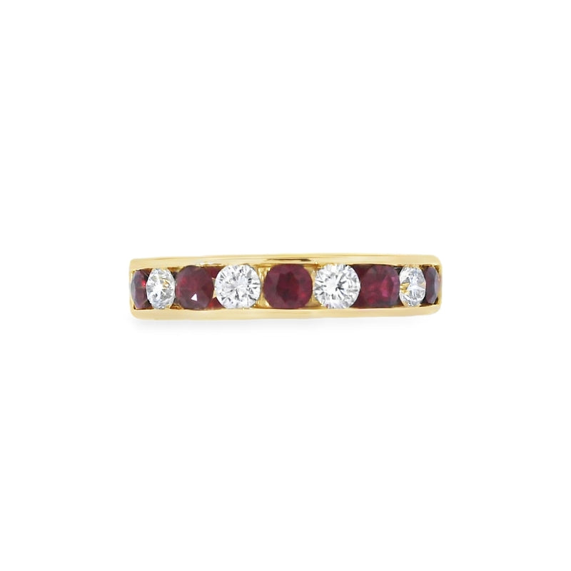 Ruby & Diamond 18ct Yellow Gold Eternity Ring