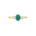Emerald and Diamond 3 Stone, 18ct Yellow Gold Ring