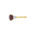 Ruby and Diamond 3 Stone, 18ct Yellow Gold Ring