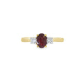 Ruby and Diamond 3 Stone, 18ct Yellow Gold Ring