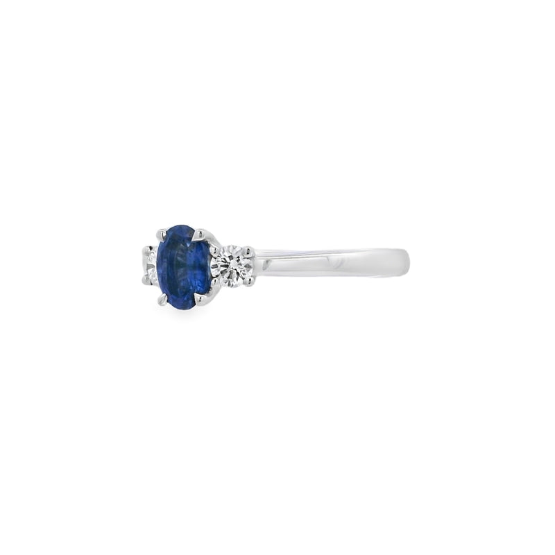 Sapphire and Diamond 3 Stone, Platinum Ring