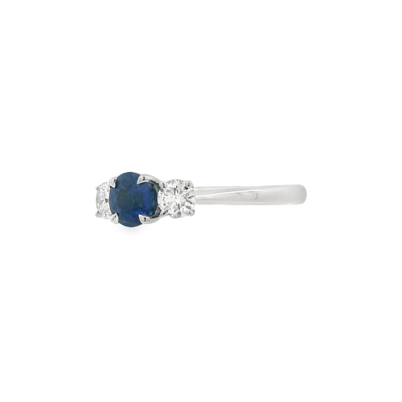 Sapphire and Diamond 3 Stone, Platinum Ring