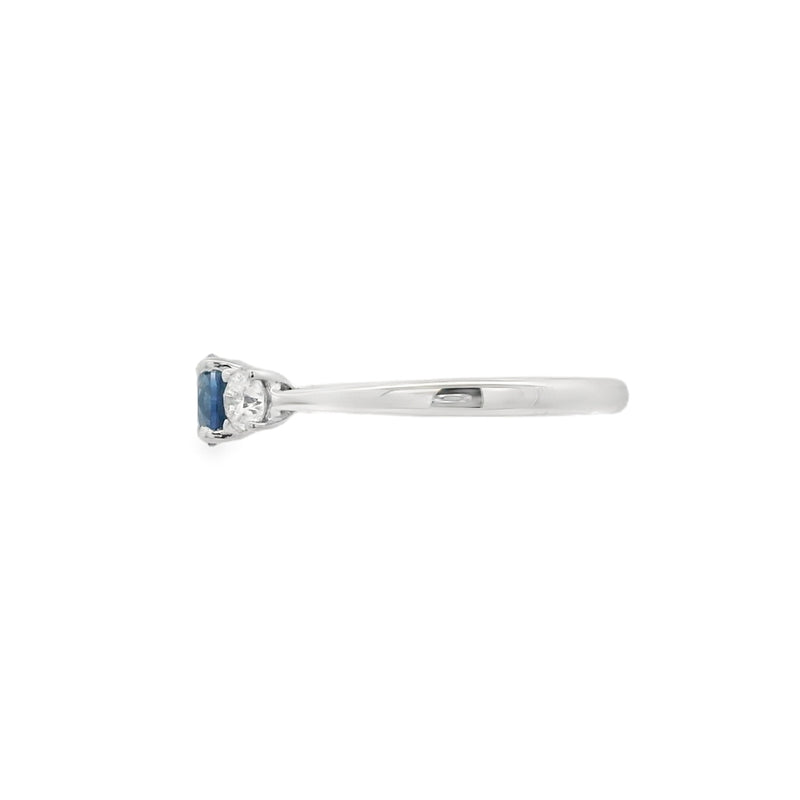 Sapphire and Diamond 3 Stone, Platinum Ring