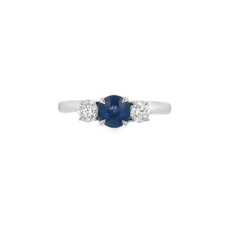 Sapphire and Diamond 3 Stone, Platinum Ring