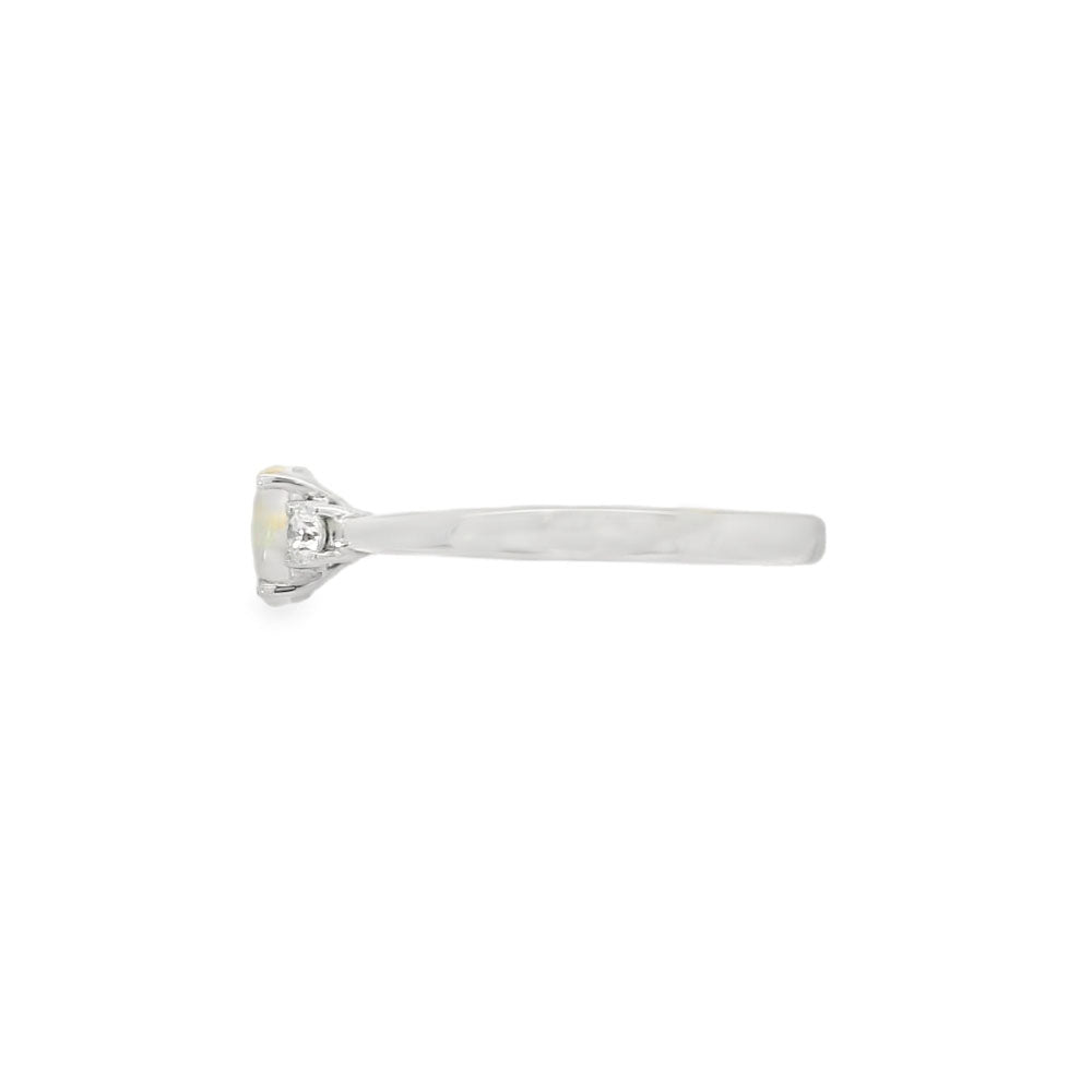 Opal and Diamond 3 Stone, Platinum Ring