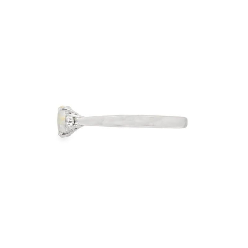Opal and Diamond 3 Stone, Platinum Ring
