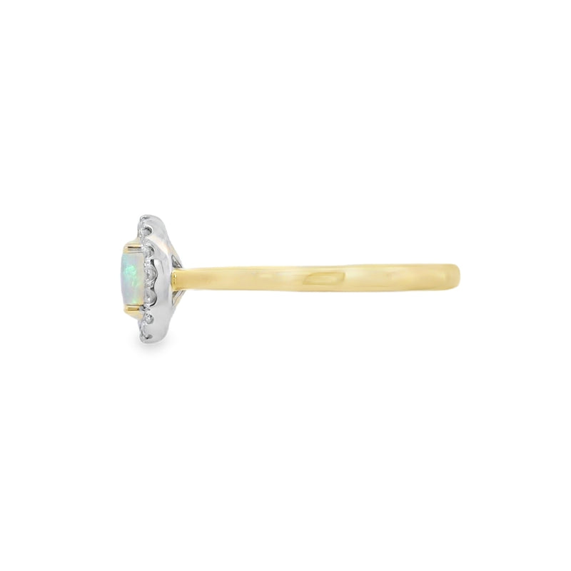 Opal and Diamond Oval Halo, 18ct Yellow Gold Ring