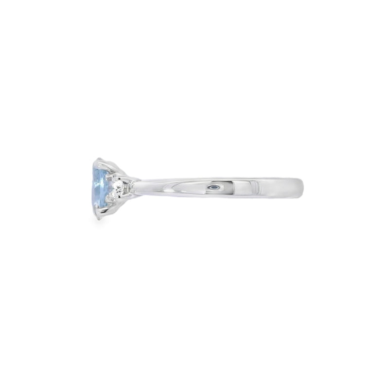 Aquamarine and Diamond 3 Stone, Platinum Ring