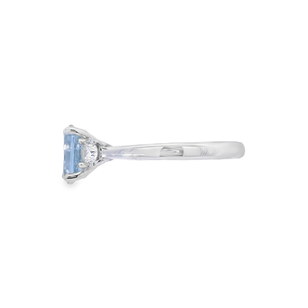 Aquamarine and Diamond 3 Stone, Platinum Ring