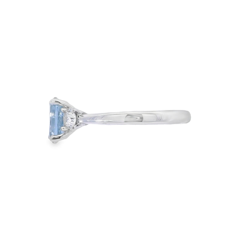 Aquamarine and Diamond 3 Stone, Platinum Ring
