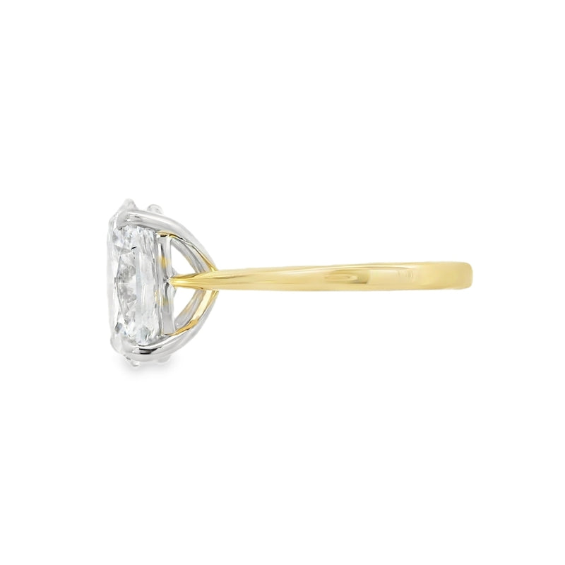 Oval Cut Single Stone 4.03ct Lab Grown Diamond, 18ct Yellow Gold and Platinum