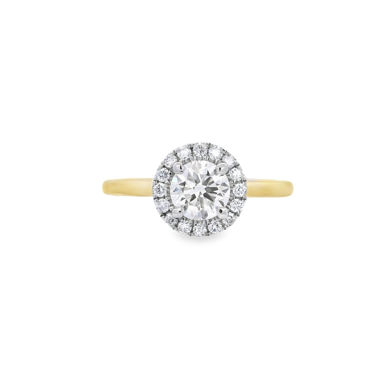 Yellow Gold Round Brilliant Cut Halo 0.70ct Diamond Ring