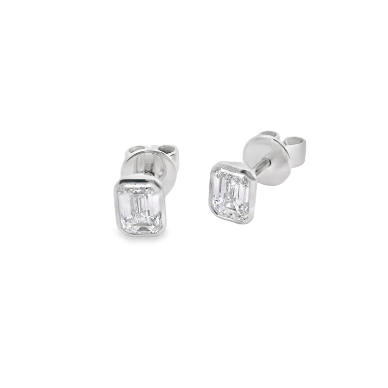 Diamond Emerald Cut 1.00ct Platinum Earrings
