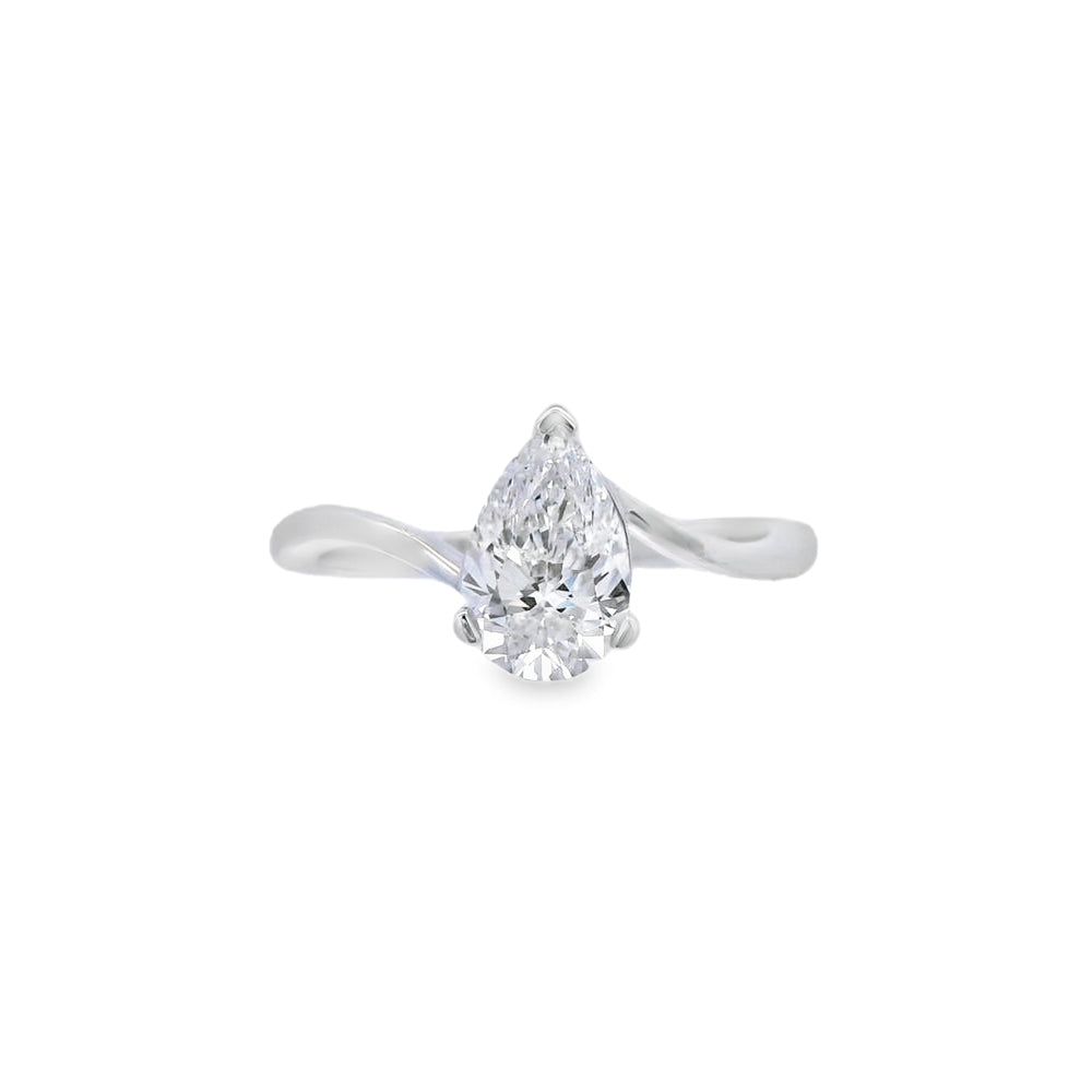 Pear Cut 18ct White Gold Twist 1.06ct Lab Grown Diamond Ring