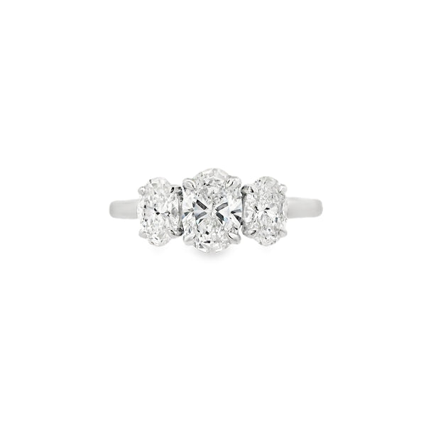 3 Stone Oval Lab Grown 1.50ct Diamond Ring