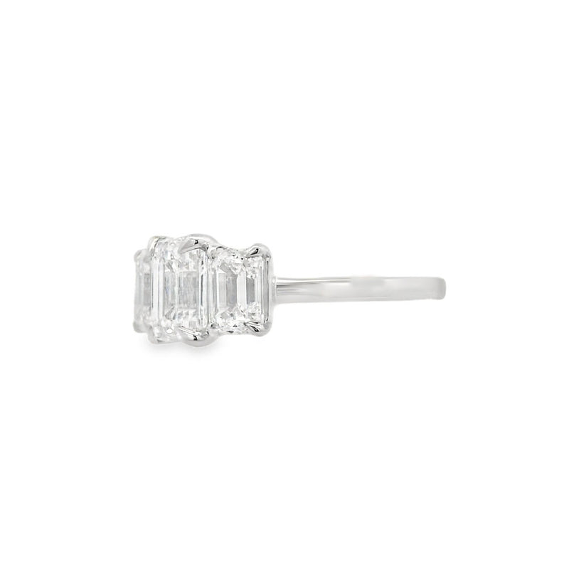 3 Stone Emerald Lab Grown 3.00ct Diamond Ring
