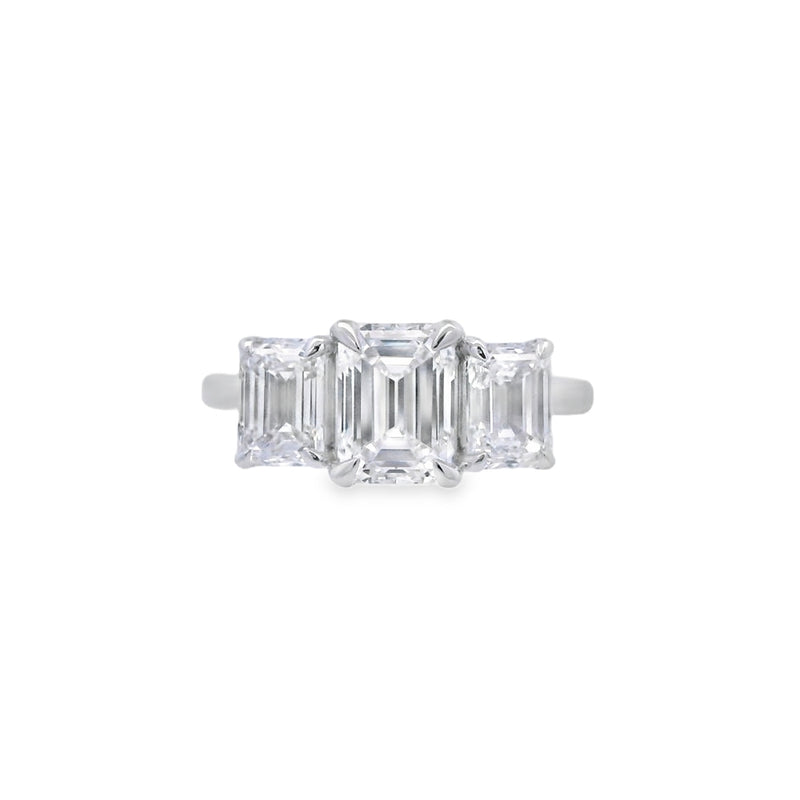 3 Stone Emerald Lab Grown 3.00ct Diamond Ring
