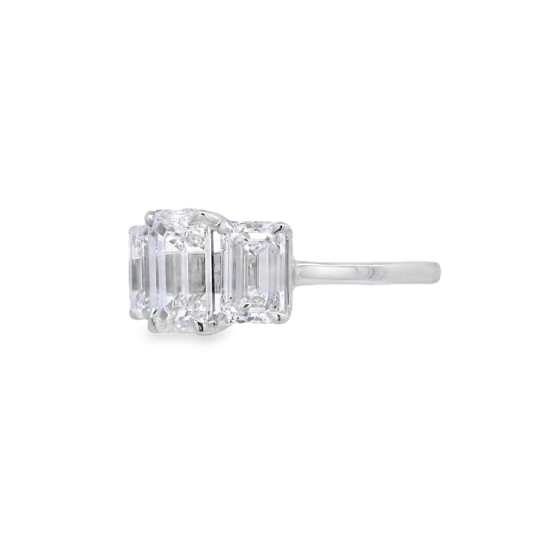 3 Stone Emerald Lab Grown 4.00ct Diamond Ring