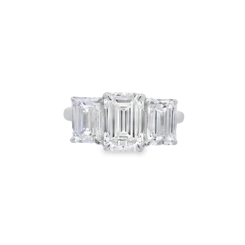 3 Stone Emerald Lab Grown 4.00ct Diamond Ring