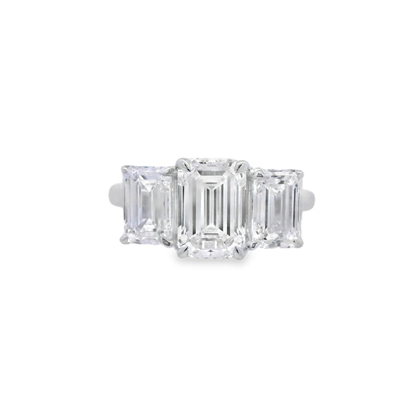 3 Stone Emerald Lab Grown 4.00ct Diamond Ring