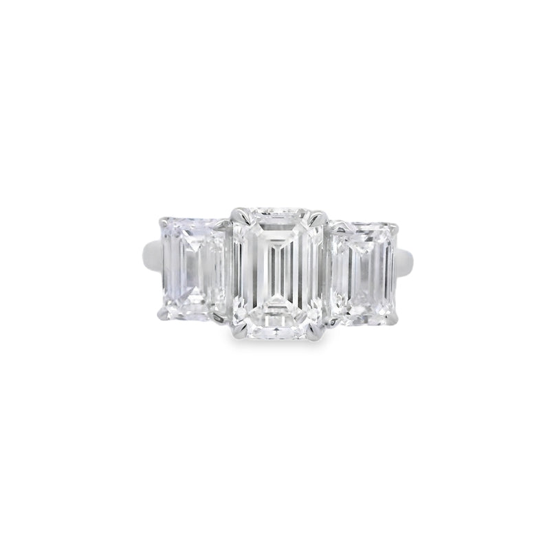 3 Stone Emerald Lab Grown 4.00ct Diamond Ring